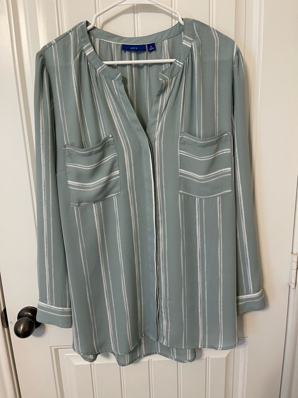 Apt. 9 Light Sage Green Striped Blouse
